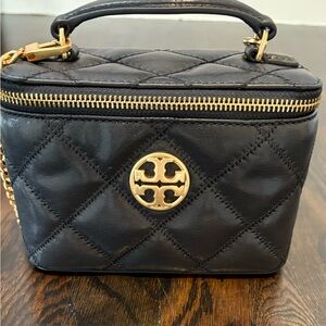 Tory Burch Willa Mini Vanity Bag Quilted Crossbody Shoulder Black Leather NWT
